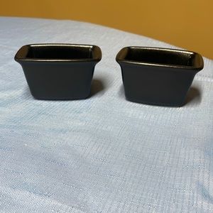Hall China Tiny Loaf Pan, Sugar Caddy, Business Card Holder, Foundry set of 2